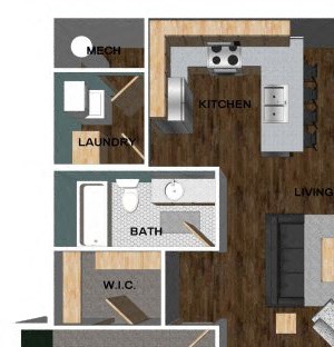 Unit D (Ph II) one bedroom floor plan at The Villas at Wilderness Ridge Unit D (Ph II) one bedroom floor plan at The Villas at Wilderness Ridge
